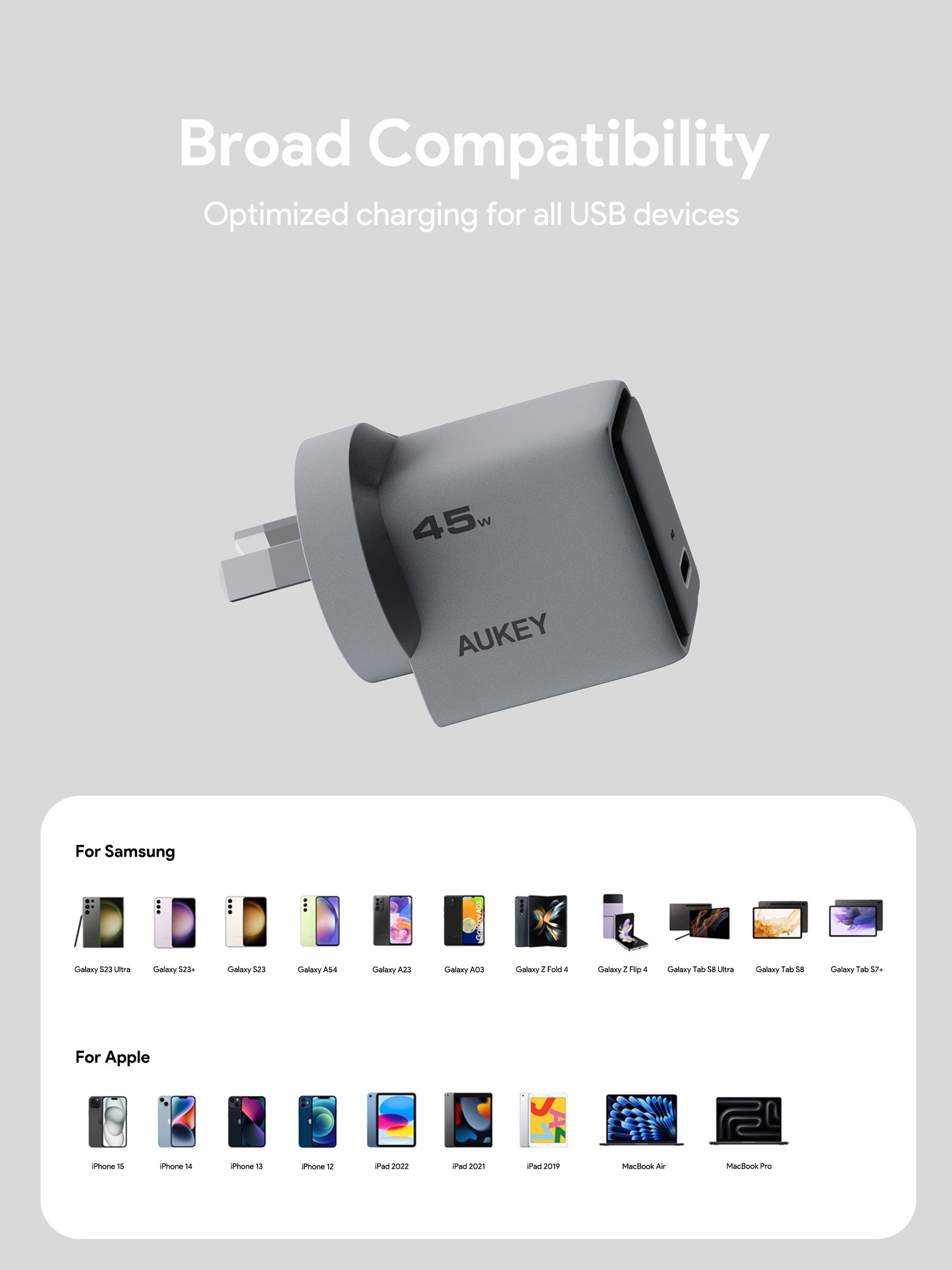 Aukey 45W Fast Wall Charger GaN USB-C (PA-C2)