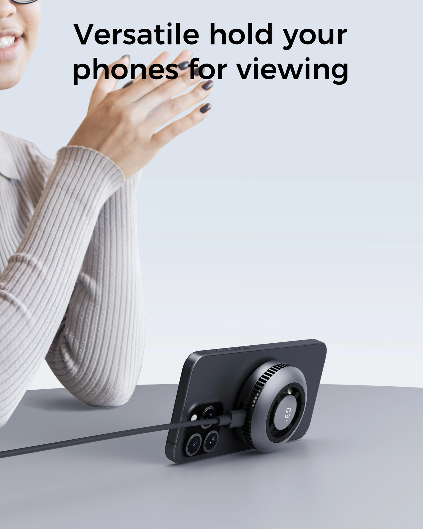 Fast Magnetic Charging: MagSafe-compatible charger with a strong magnetic connection delivers up to 15W for quick and reliable charging.
Active Cooling System: Integrated cooling fan prevents overheating, maintaining consistent charging speeds and extending the life of your device.
