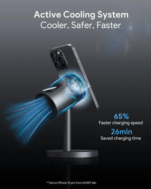 3-in-1 Charging: Simultaneously charge your iPhone, Apple Watch, and AirPods with dedicated magnetic and wireless charging zone. keep your Phone cool while charging to prevent battery damage