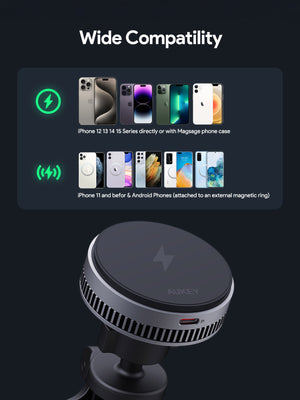 Built in Magsafe with cooling system, wireless charging 15W, compatible with Android and Apple mobile devices.