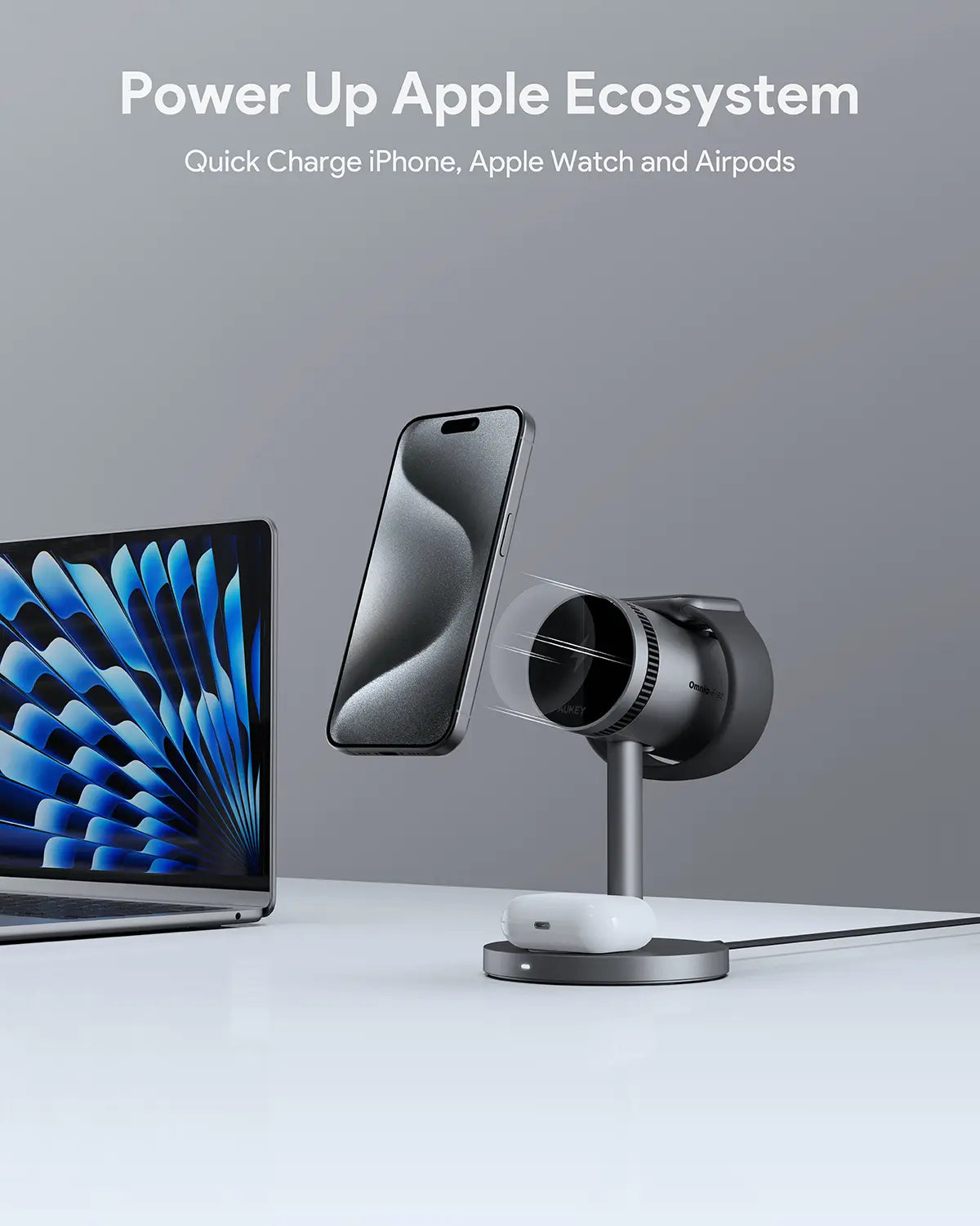 3-in-1 Charging: Simultaneously charge your iPhone, Apple Watch, and AirPods with dedicated magnetic and wireless charging zone. keep your Phone cool while charging to prevent battery damage