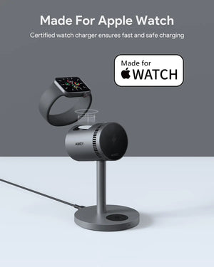 3-in-1 Charging: Simultaneously charge your iPhone, Apple Watch, and AirPods with dedicated magnetic and wireless charging zone. keep your Phone cool while charging to prevent battery damage