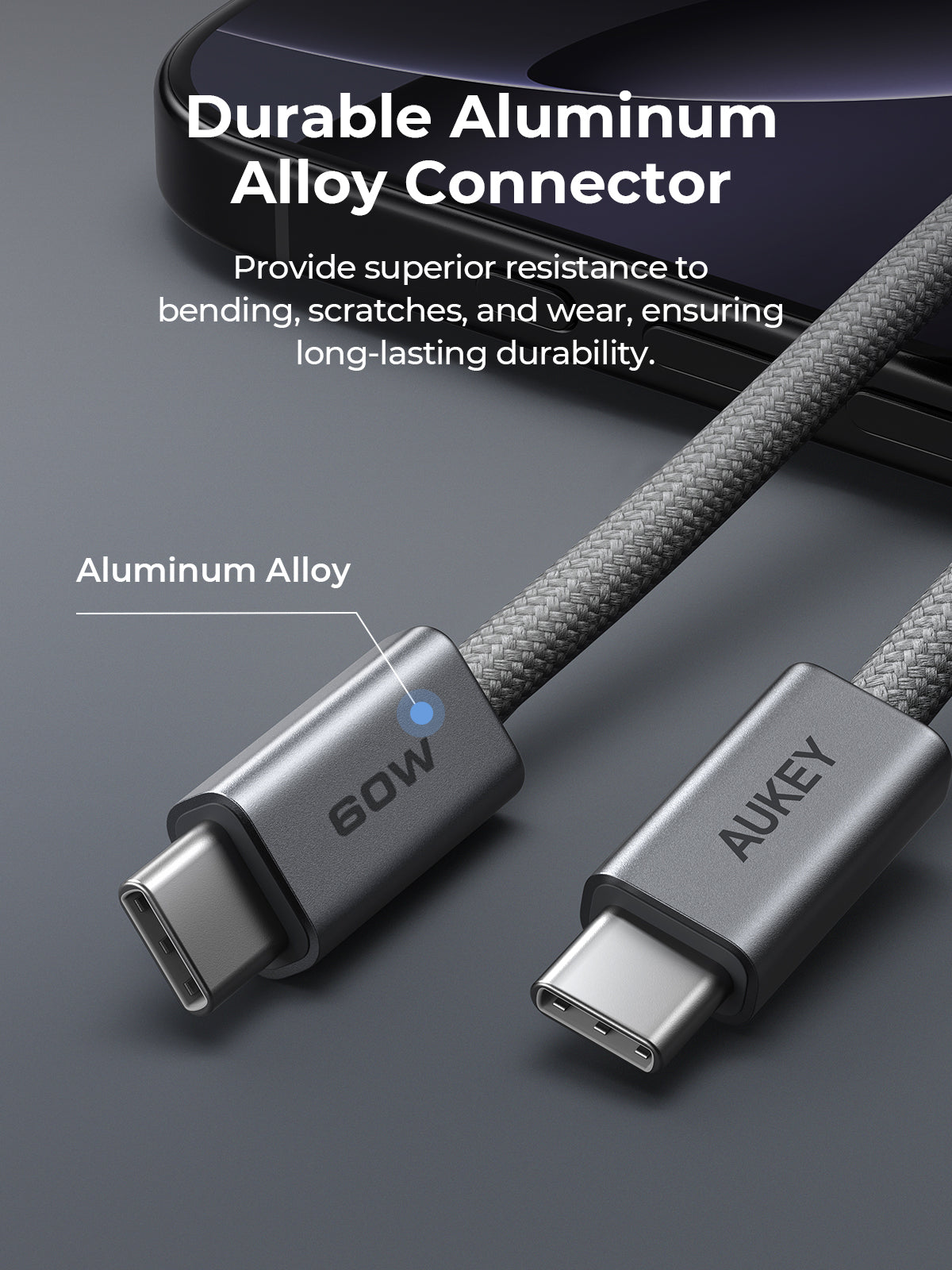 Aukey Circlet Blink 1.8m 60W DTY Braided USB-C to C Cable (CB-DCC062)