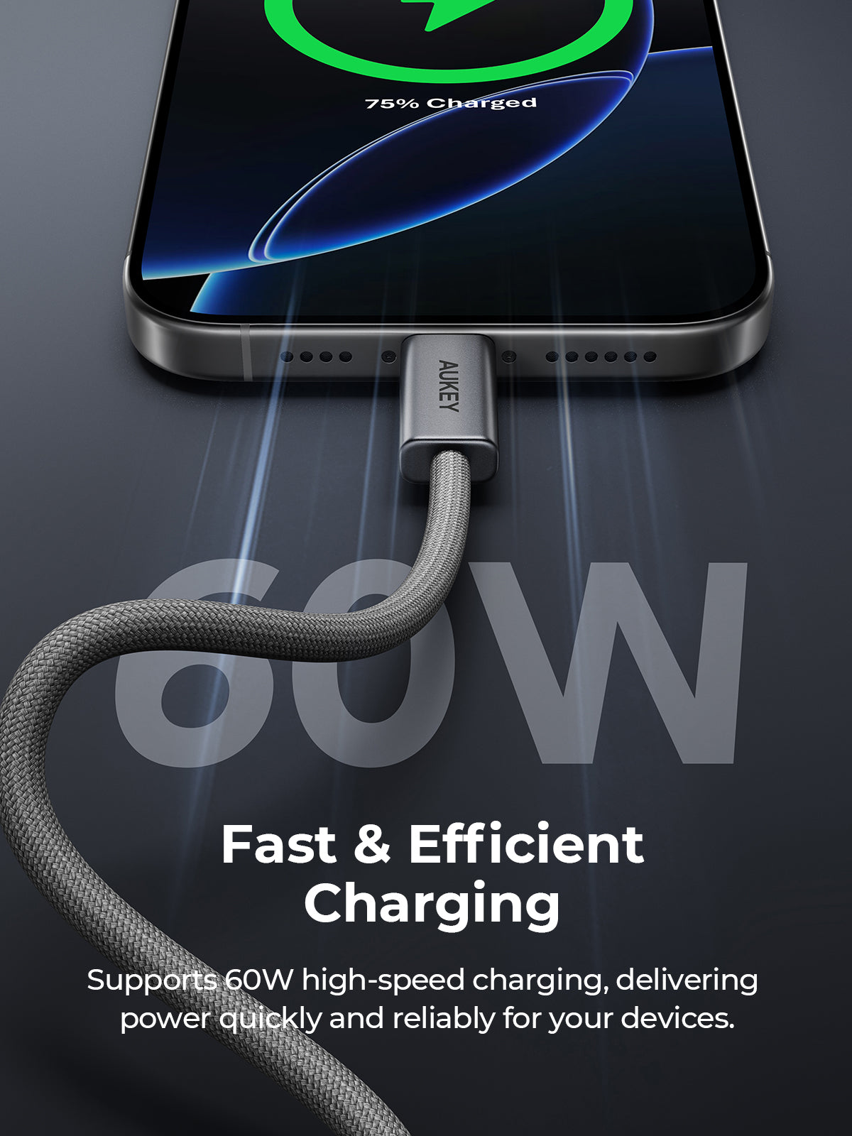Aukey Circlet Blink 1.8m 60W DTY Braided USB-C to C Cable (CB-DCC062)