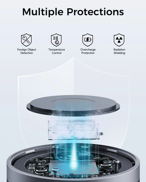 Fast Magnetic Charging: MagSafe-compatible charger with a strong magnetic connection delivers up to 15W for quick and reliable charging.
Active Cooling System: Integrated cooling fan prevents overheating, maintaining consistent charging speeds and extending the life of your device.