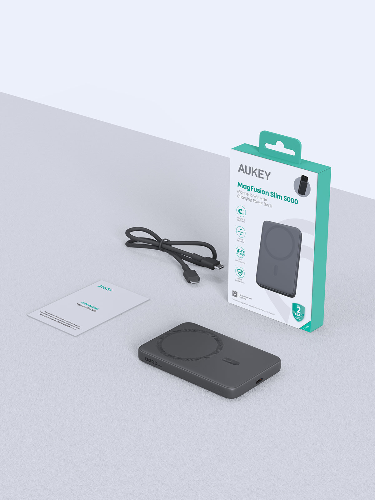 AUKEY PB-MS03 MagFusion Slim 5000 Magnetic Wireless Charging Power Bank