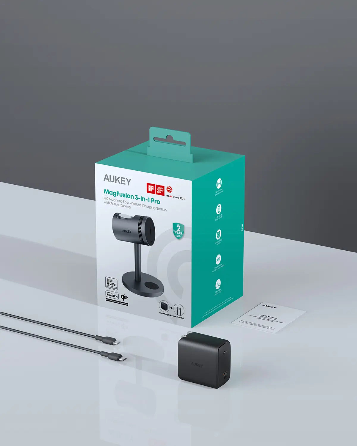 3-in-1 Charging: Simultaneously charge your iPhone, Apple Watch, and AirPods with dedicated magnetic and wireless charging zone. keep your Phone cool while charging to prevent battery damage