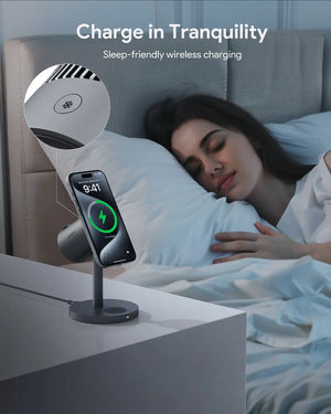 3-in-1 Charging: Simultaneously charge your iPhone, Apple Watch, and AirPods with dedicated magnetic and wireless charging zone. keep your Phone cool while charging to prevent battery damage