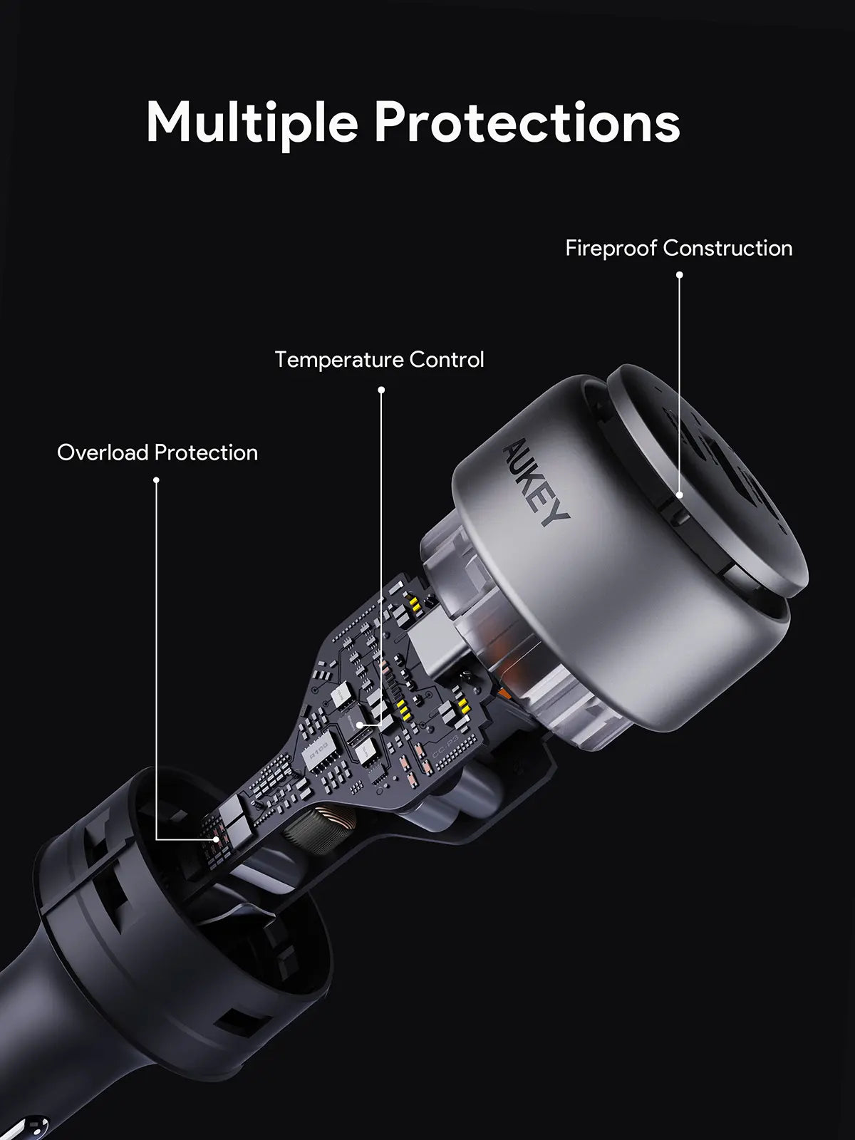 Aukey Pathfinder Mix 3 100W Fast Charging Car Charger 100W (CC-P3)