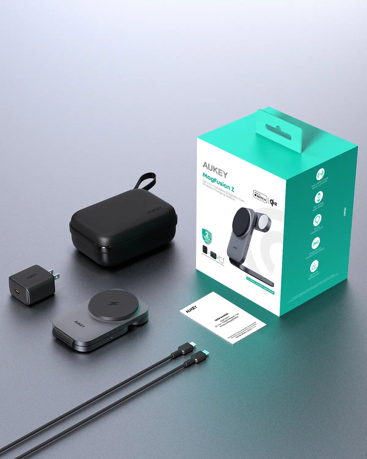 Foldable Design: Adjustable stand allows for flat or angled positioning, ideal for hands-free viewing or compact travel storage. Compatible with iPhone, Airpods and Apple Watch