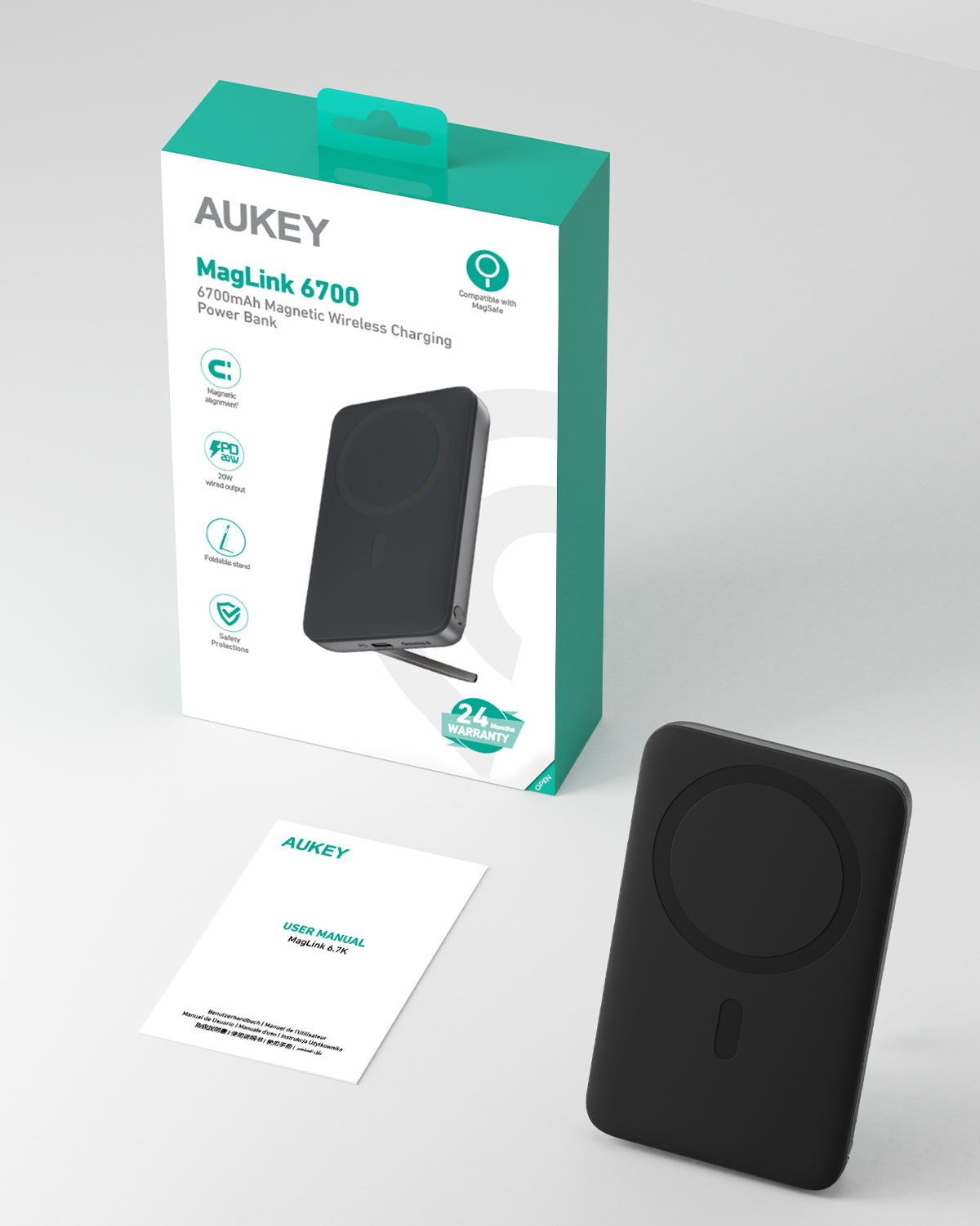 Aukey MagLink 6700mAh Magnetic Wireless Charging Power Bank (PB-MS01)