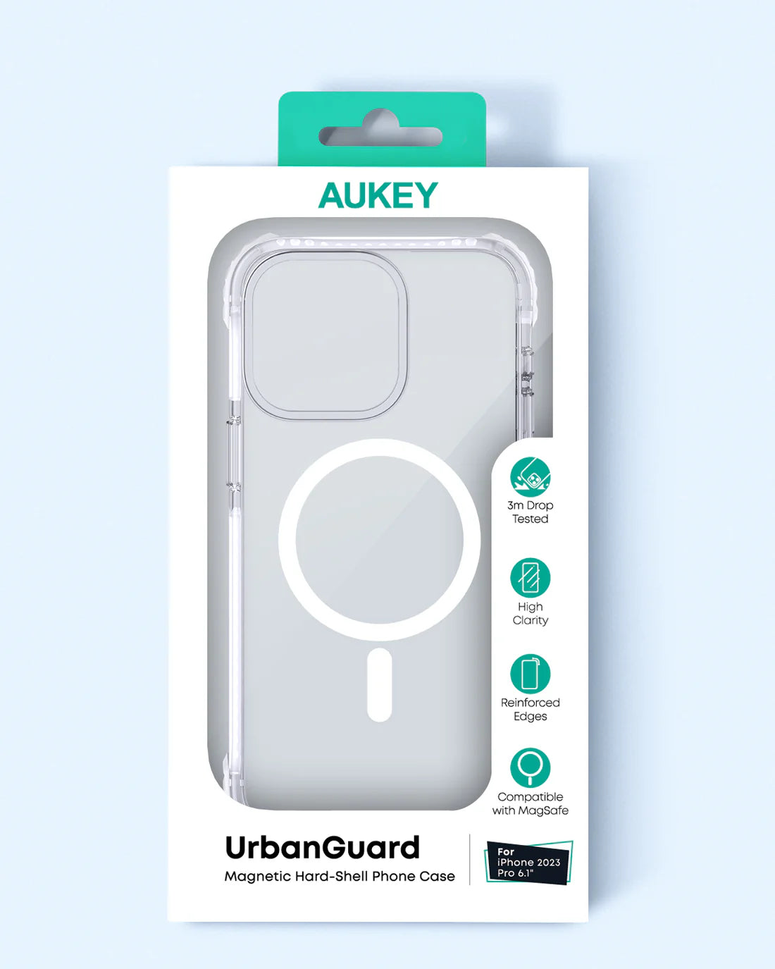 Aukey Urban Guard Magnetic Hard-Shell iPhone 15 Phone case - Transparent (TM11)