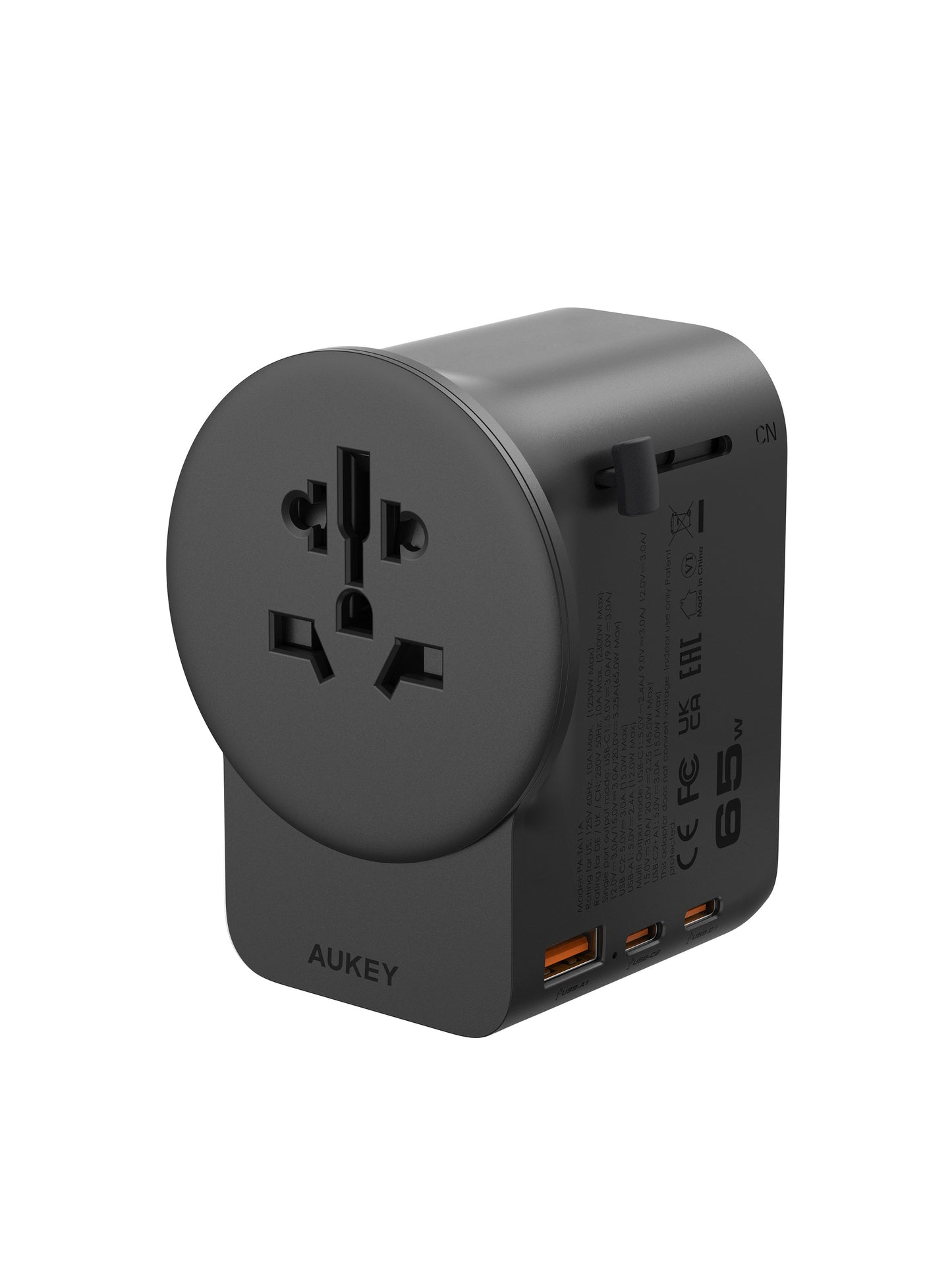 Aukey GlobeMate 65W GaN Universal Adapter with USB ports (PA-TA11A)