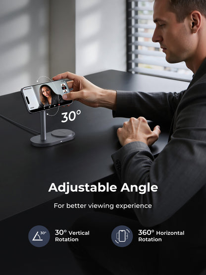 Aukey Qi2.2 MagFusion 2X Wireless Charging Station 2-in-1 Magnetic Wireless Charger (LC-MC213)