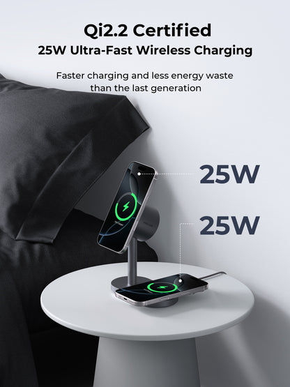 Aukey Qi2.2 MagFusion 2X Wireless Charging Station 2-in-1 Magnetic Wireless Charger (LC-MC213)