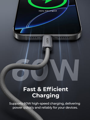 Aukey Circlet Blink 1.8m 60W DTY Braided USB-C to C Cable (CB-DCC062)