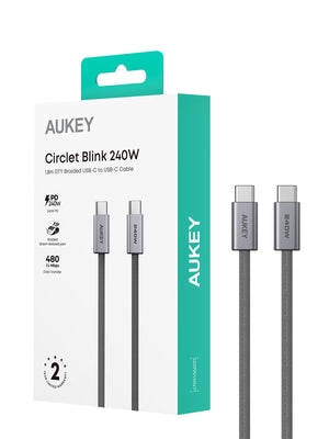 Aukey Circlet Blink 1.8m 240W DTY Braided USB-C to C Cable (CB-DCC242)