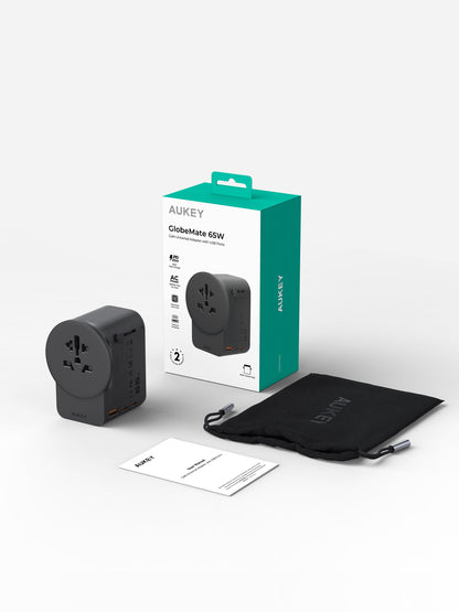 Aukey GlobeMate 65W GaN Universal Adapter with USB ports (PA-TA11A)