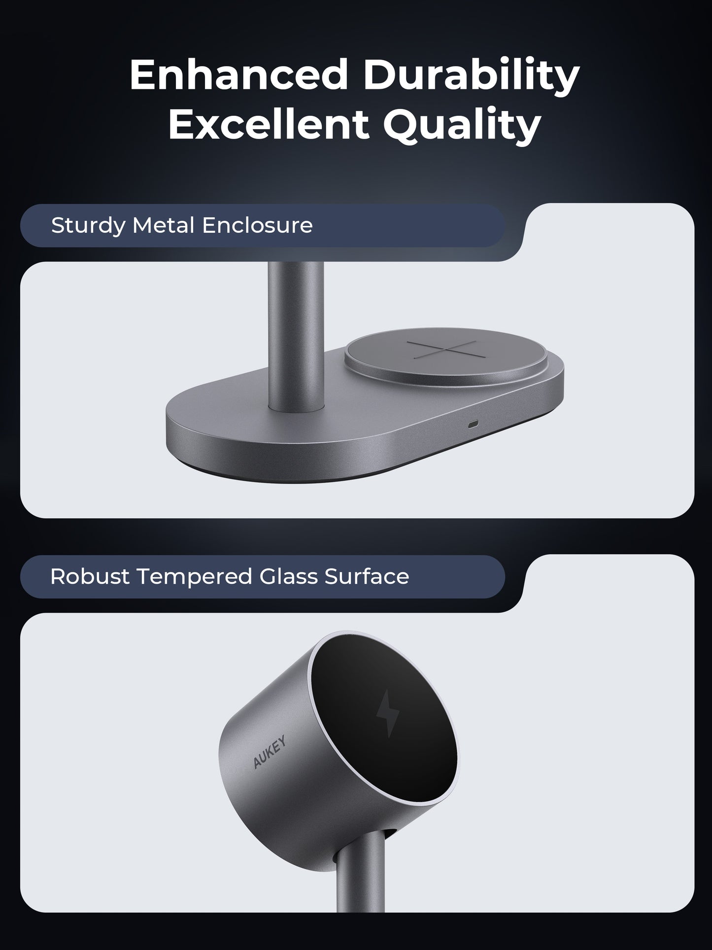 Aukey Qi2.2 MagFusion 2X Wireless Charging Station 2-in-1 Magnetic Wireless Charger (LC-MC213)