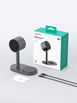Aukey Qi2.2 MagFusion 2X Wireless Charging Station 2-in-1 Magnetic Wireless Charger (LC-MC213)