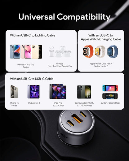 Aukey Pathfinder Mix 3 66W Fast Charging Car Charger (CC-P1)