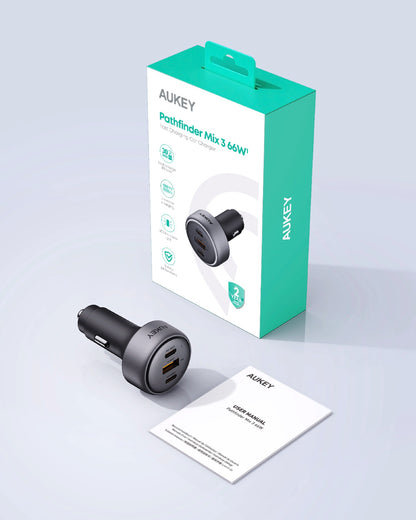 Aukey Pathfinder Mix 3 66W Fast Charging Car Charger (CC-P1)