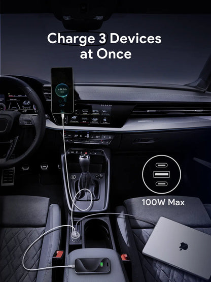 Aukey Pathfinder Mix 3 100W Fast Charging Car Charger 100W (CC-P3)