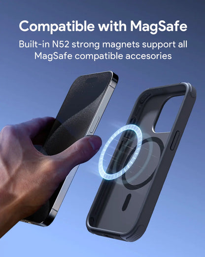 Aukey Urban Guard Elite Magnetic Hard-Shell iPhone 15 Pro Phone Case - Dark Gray (UG10)