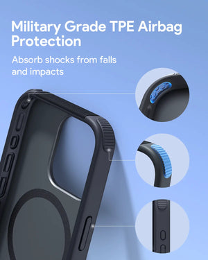 Aukey Urban Guard Elite Magnetic Hard-Shell iPhone 15 Pro Phone Case - Dark Gray (UG10)